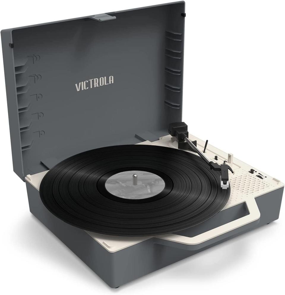 Victrola VSC-725SB-GRA Re-Spin Sustainable Suitcase Record Player Bluetooth