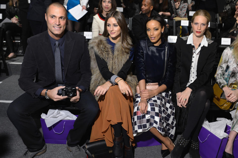 NEW YORK, NY - FEBRUARY 08:  (L-R) Photographer Nigel Barker, Olivia Palermo, Model Selita Ebanks and Model Poppy Delevingne attend the Noon By Noor Fall 2013 fashion show during Mercedes-Benz Fashion at The Studio at Lincoln Center on February 8, 2013 in New York City.  (Photo by Michael Loccisano/Getty Images for Mercedes-Benz Fashion Week)