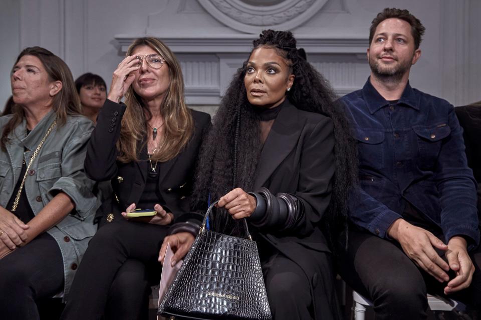 Janet Jackson, second from right, takes a seat during designer Christian Siriano's show at New York Fashion Week on Wednesday, Sept. 7, 2022, in New York.