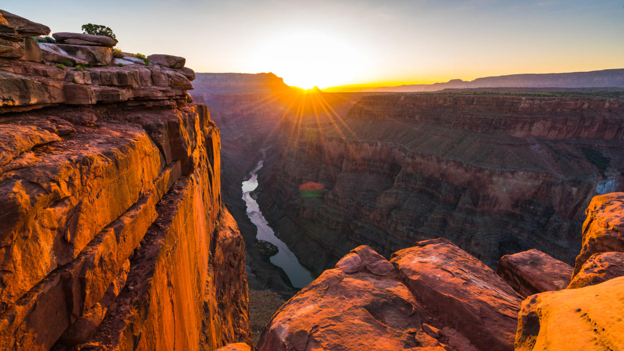 scenic view of Toroweap overlook at sunrise  in north rim, grand canyon national park,Arizona,usa.