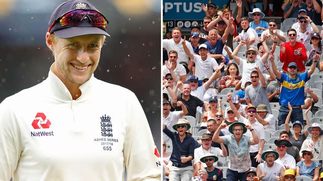 Root and the Barmy Army. Image: Getty