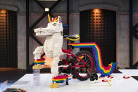 We couldn't help but love Kale and Bilsy's amazing take on a Uni-Cycle, when they added a lego Unicorn to the front of half a bike. Photo: Channel Nine