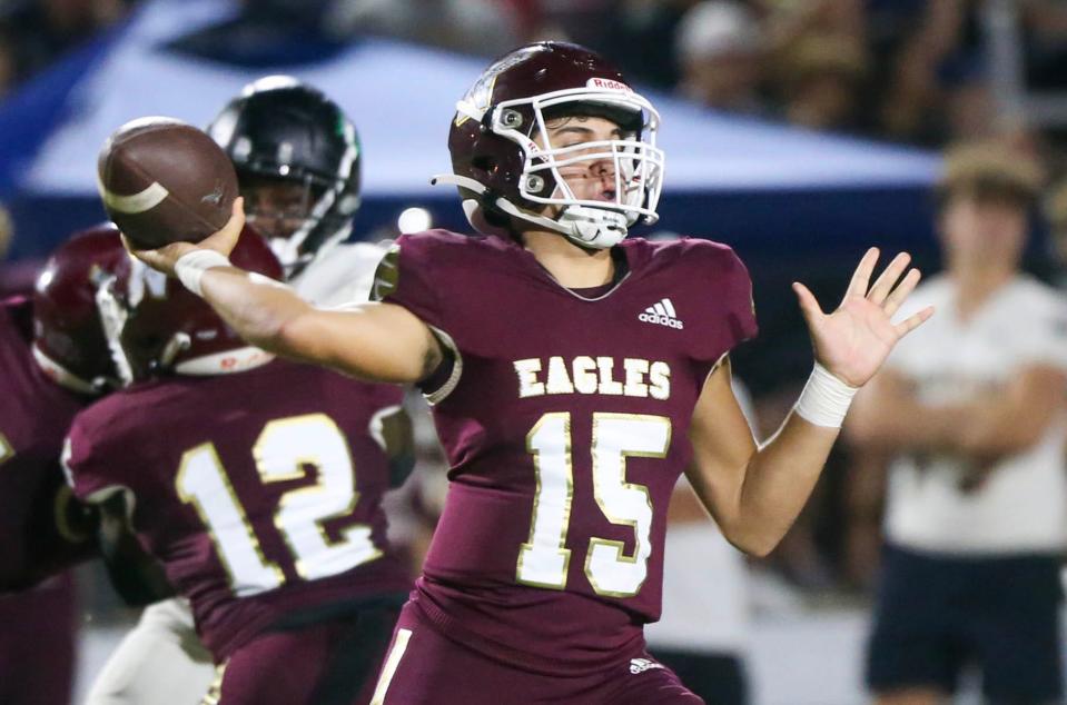 Niceville QB Kane Lafortune passes the ball during the Choctaw-Niceville football game played at Niceville.