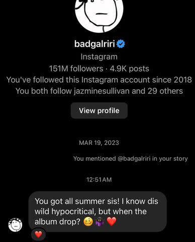 <p>GloRilla/Instagram</p> Rihanna slides into GloRilla's DMs