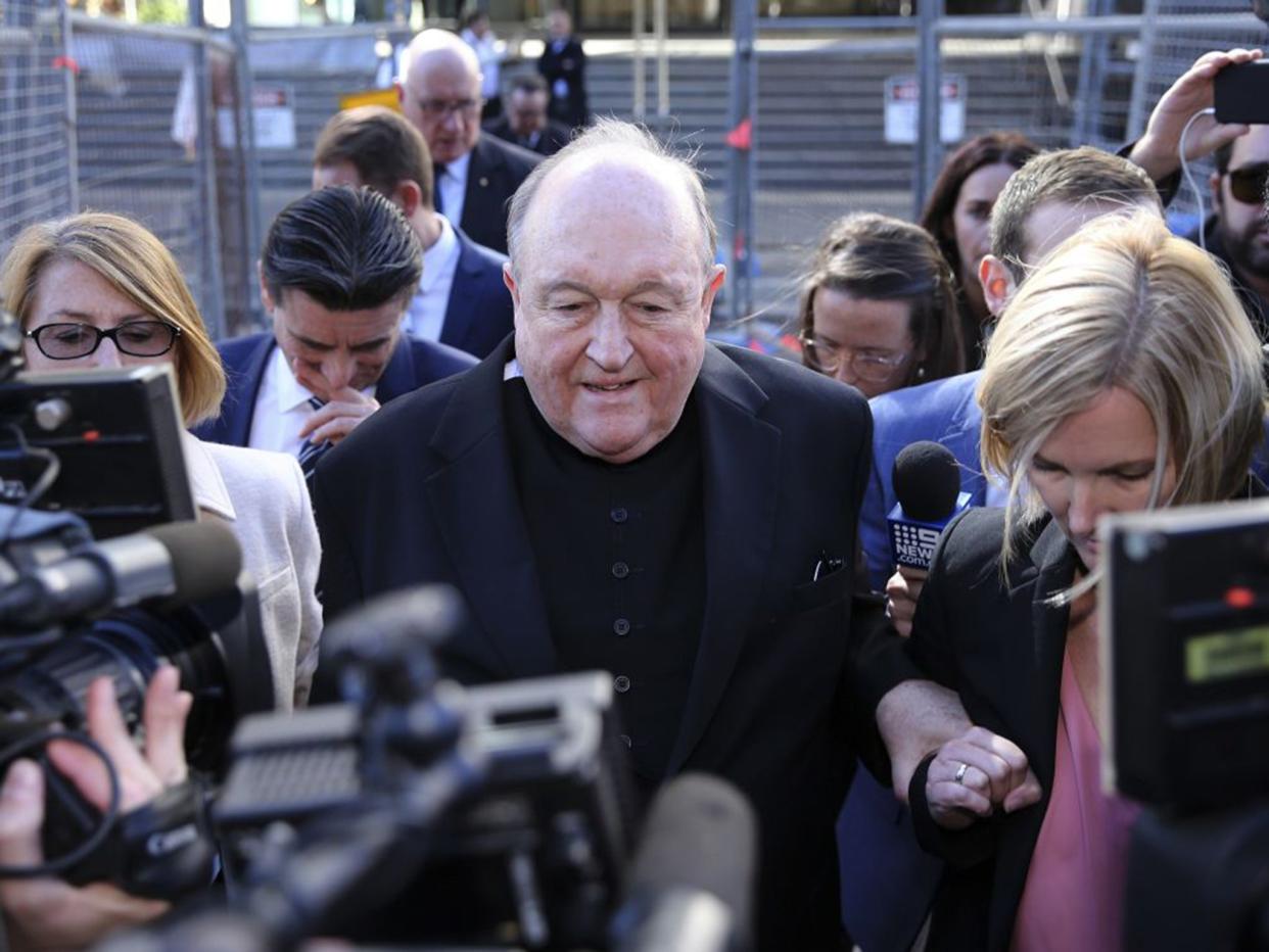 Archbishop Philip Wilson leaves the Newcastle Local Court in New South Wales: EPA