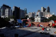 An area that used to be a protesters' post is seen in Hong Kong Polytechnic University (PolyU) in Hong Kong