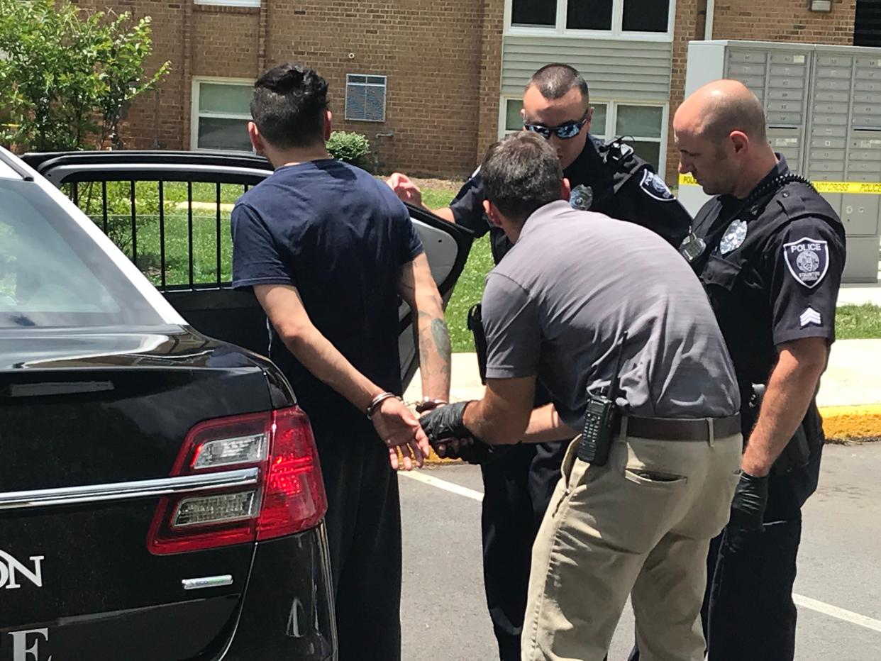 Daniel Mead is shown being arrested the afternoon of June 24, 2020.