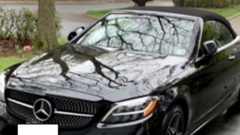 Nadine Menendez purchased the Mercedes-Benz C-class convertible with a $15,000 down payment the day after prosecutors say she was given $15,000 in a parking lot by Uribe. They included this photo in court documents. - US District Court Southern District of New York