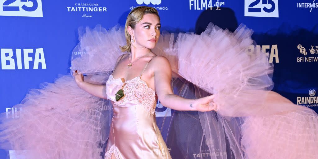 london, england   december 04 florence pugh attends the british independent film awards 2022 at old billingsgate on december 04, 2022 in london, england photo by karwai tangwireimage