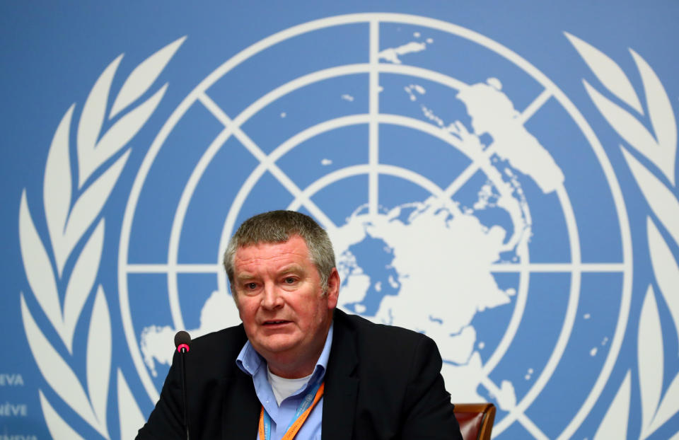 FILE PHOTO: Ryan, Executive Director of the WHO, attends a news conference at the United Nations in Geneva