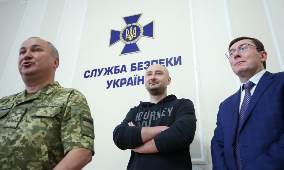 Vasily Gritsak, head of the Ukrainian Security Service, said the agency faked Babchenko’s death to catch those who are trying to kill him. Photo: AAP