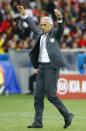 Algeria's coach Vahid Halilhodzic reacts after a disallowed goal against Germany during their 2014 World Cup round of 16 game at the Beira Rio stadium in Porto Alegre June 30, 2014. REUTERS/Stefano Rellandini