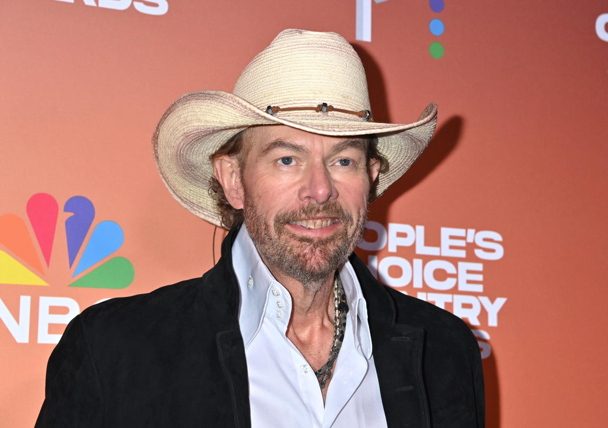 Toby Keith (pictured in 2023) has died. The country singer announced his stomach cancer diagnosis in 2022. (Tammie Arroyo/Variety via Getty Images)