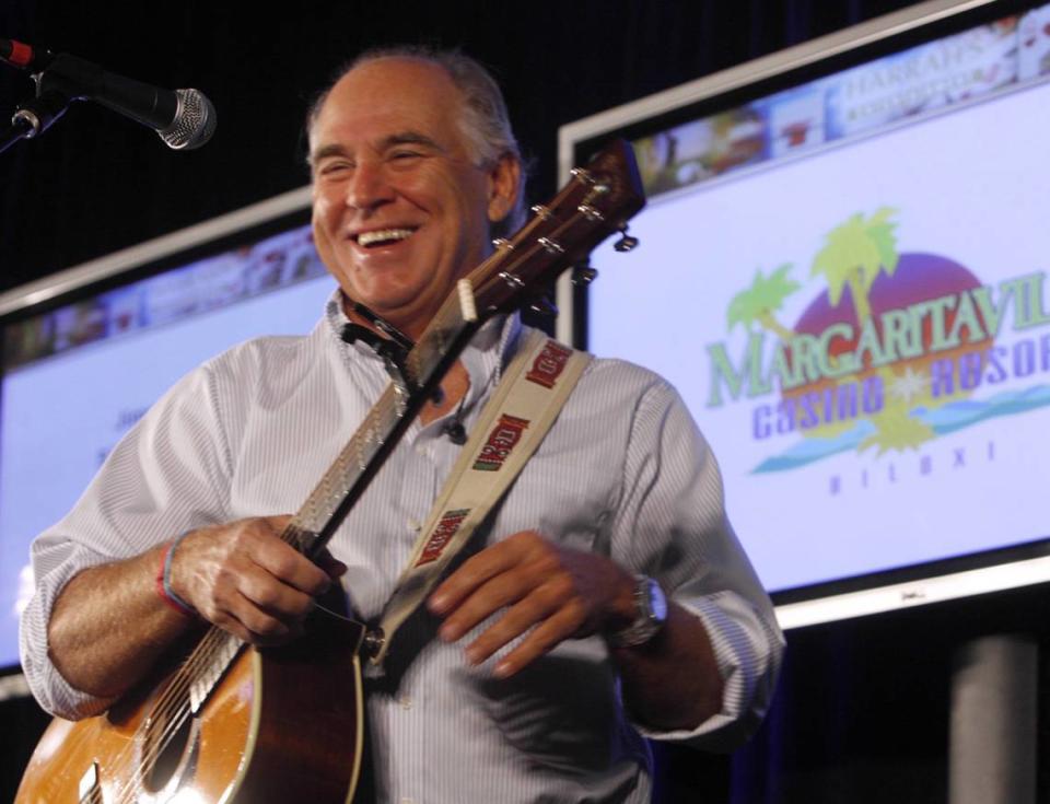 Jimmy Buffett during a press conference in May 2007 to announce the $700 million Margaritaville Casino & Resort that was to be built in Biloxi, Mississippi. Buffett sang his signature song ‘Margaritaville,’ the namesake for the casino.