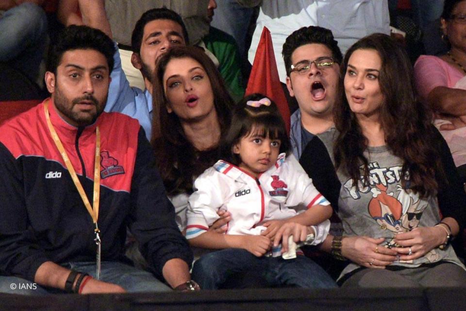 Aaradhya Bachchan photographed during a Pro Kabaddi match between Jaipur Pink Panthers – a team owned by her father – and Bengaluru Bulls, at Kanteerava Stadium, in Bengaluru recently.