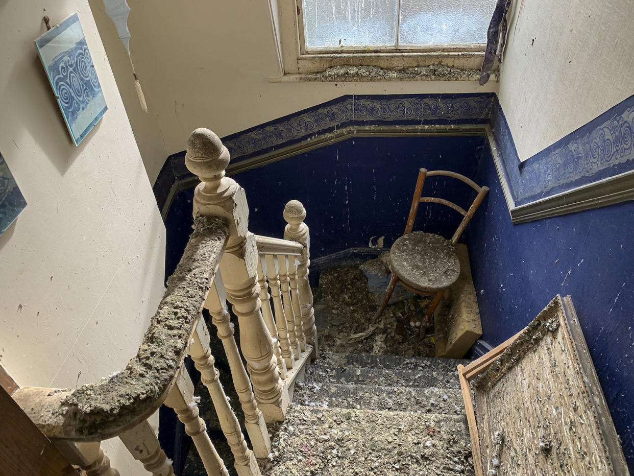 Inside Number 1 Coburg Villas in Ilfracombe which has sold for more than double its £45,000 asking price despite being covered by bird poo – inside and out. (SWNS)