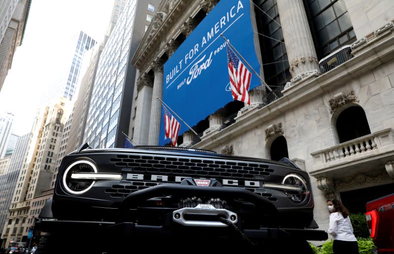 FILE PHOTO: A Ford Motor Co. Bronco is seen outside the NYSE in New York