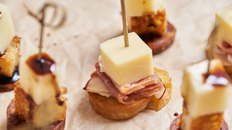 cheese skewer on a table