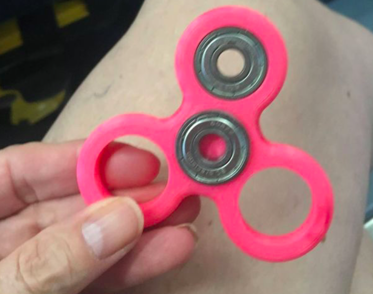 The fidget spinner had lost two of its bushings (Facebook/Kelly Rose Joniec)