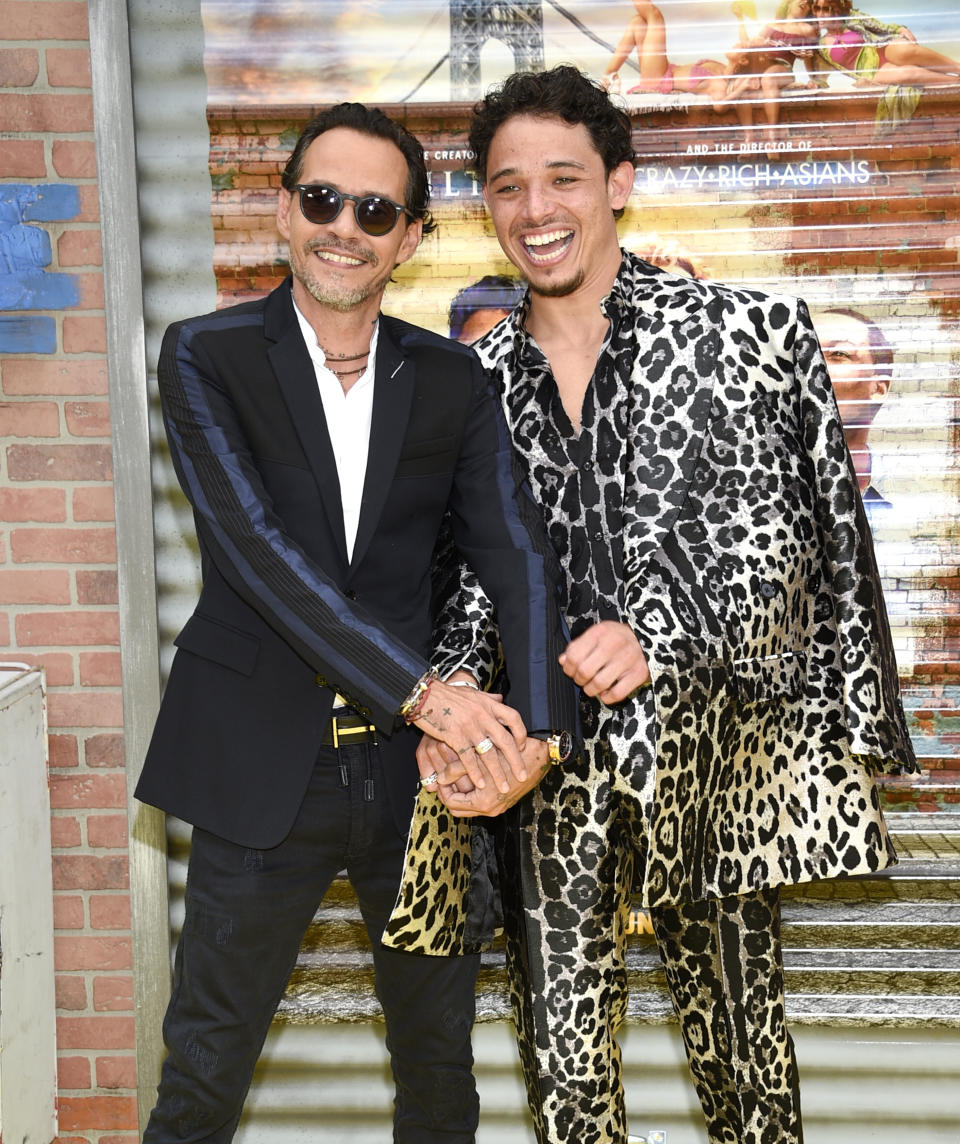 Singer Marc Anthony, left, and actor Anthony Ramos attend the 2021 Tribeca Film Festival opening night premiere of "In the Heights" at the United Palace theater on Wednesday, June 9, 2021, in New York. (Photo by Evan Agostini/Invision/AP)