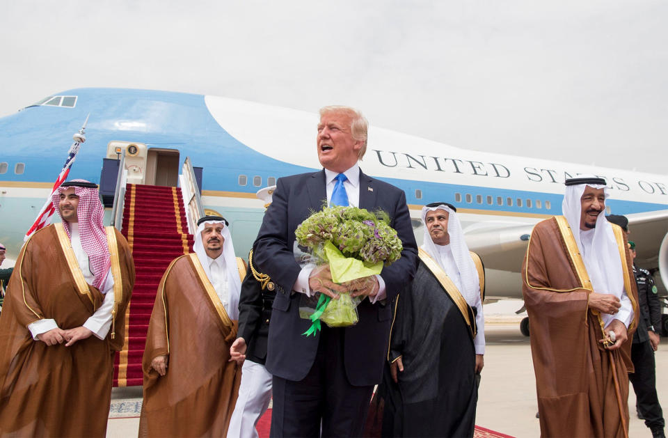 Donald Trump during a reception ceremony in Riyadh
