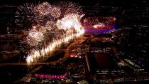 The fireworks at the Olympic Opening Ceremony. (WENN.com)