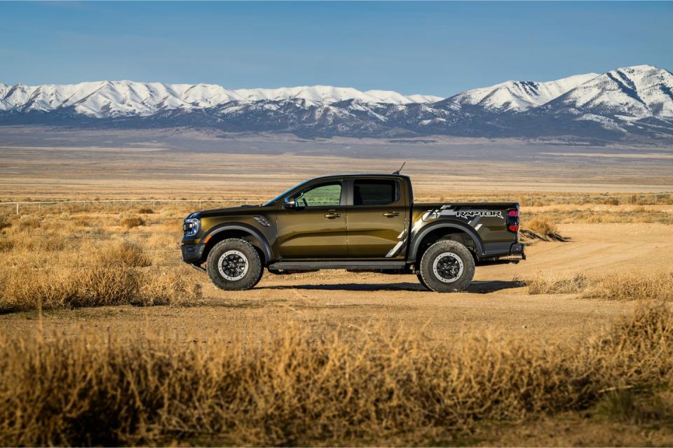 2024 ford ranger raptor in front of mountains