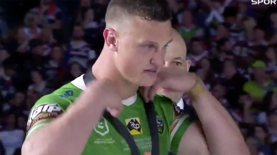 Jack Wighton, pictured here receiving the Clive Churchill Medal.