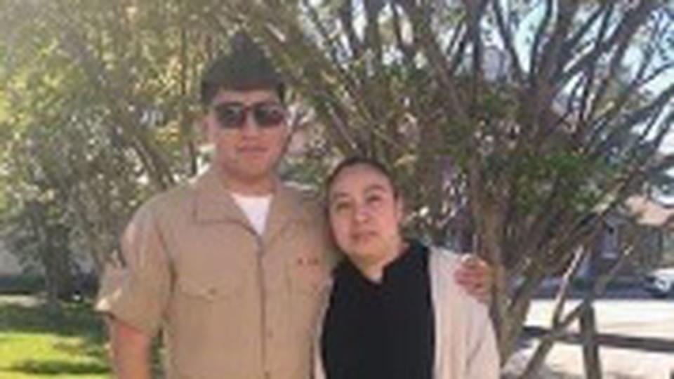 Lance Cpl. Luis Ponce Barrera with his mother, Leticia. (Lance Cpl. Luis Ponce Barrera)