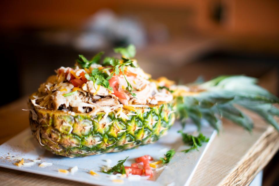 Stuffed pineapple bowl at Jean-Claude Ba's new location on the South Side, Chef Hiro's.