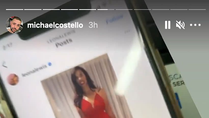 Michael Costello and Leona Lewis IG Story grabs