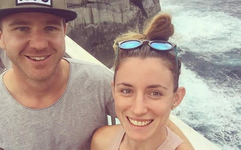 British-Australian citizen Jolie King and her boyfriend Mark Firkin pose next to the sea - Credit: Instagram