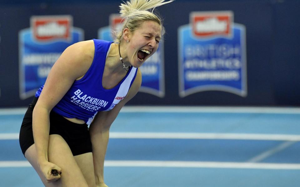 Britain's Holly Bradshaw took the pole vault title at the British Indoor Grand Prix on countback after clearing 4.81m with her first effort - AFP