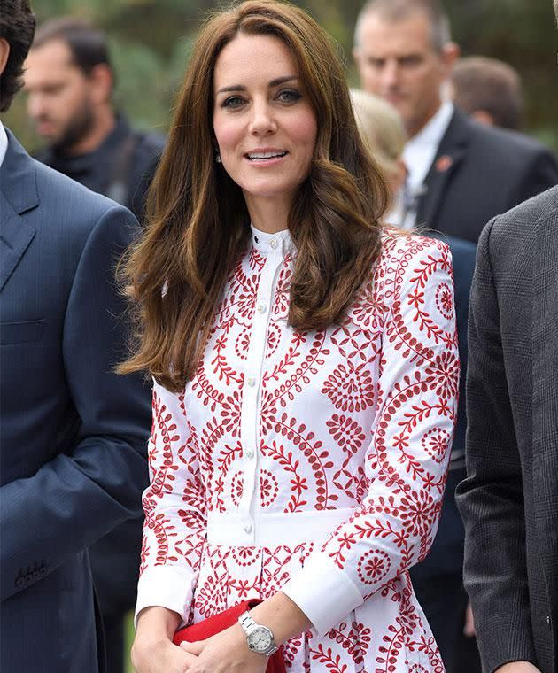 Kate stepped out in this amazing $6800 Alexander McQueen dress while on tour in Canada. Photo: Getty images