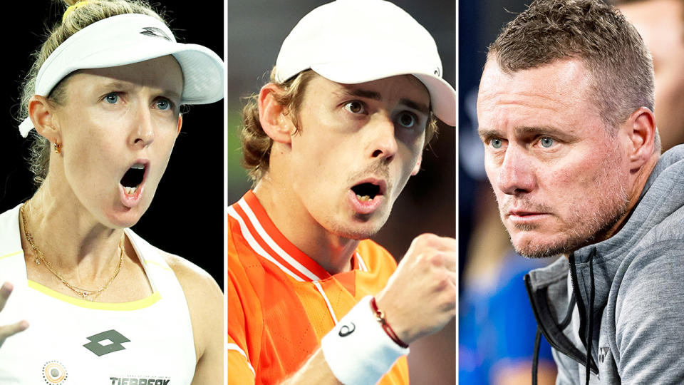 Storm Hunter, Alex de Minaur and Lleyton Hewitt at the Australian Open.