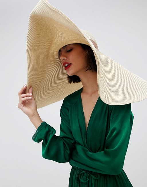 ASOS DESIGN oversize turn back brim straw hat