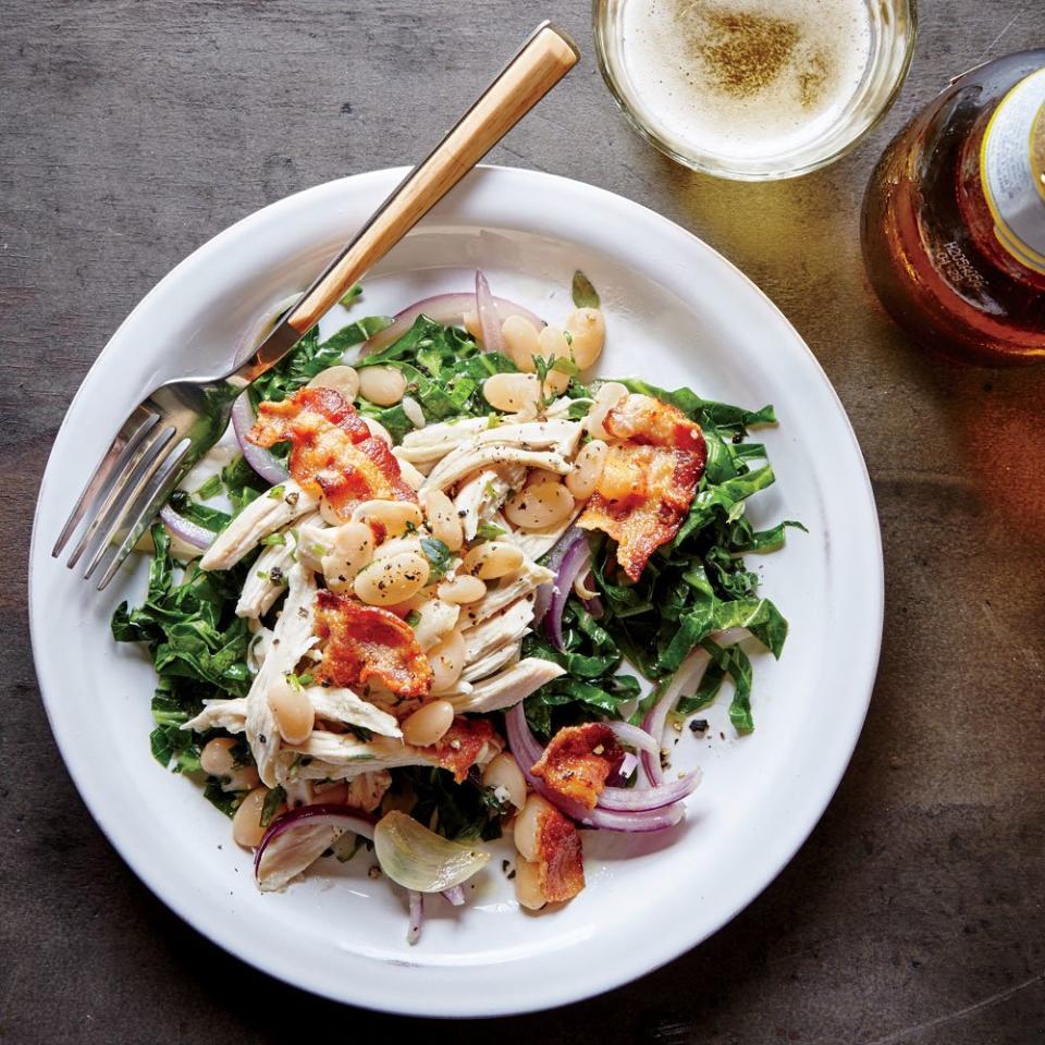 Collard Greens Sauté with Chicken and White Beans