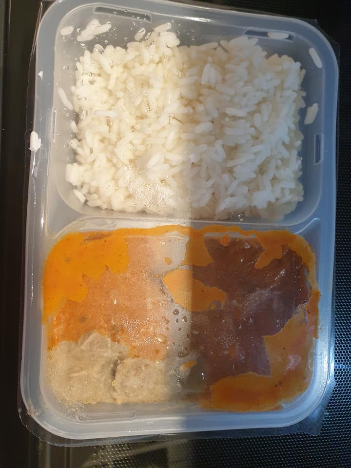 Frozen Woolworths Butter Chicken meal with suspicious contents. 