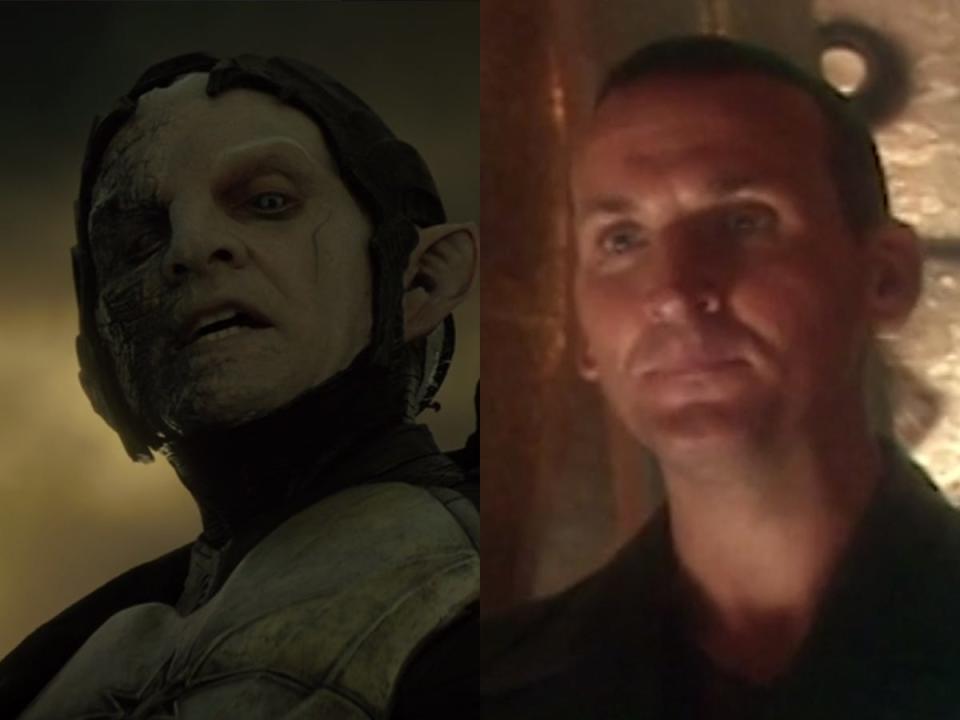 On the left: Christopher Eccleston as Malekith in "Thor: The Dark World." On the right: Eccleston in "Doctor Who."