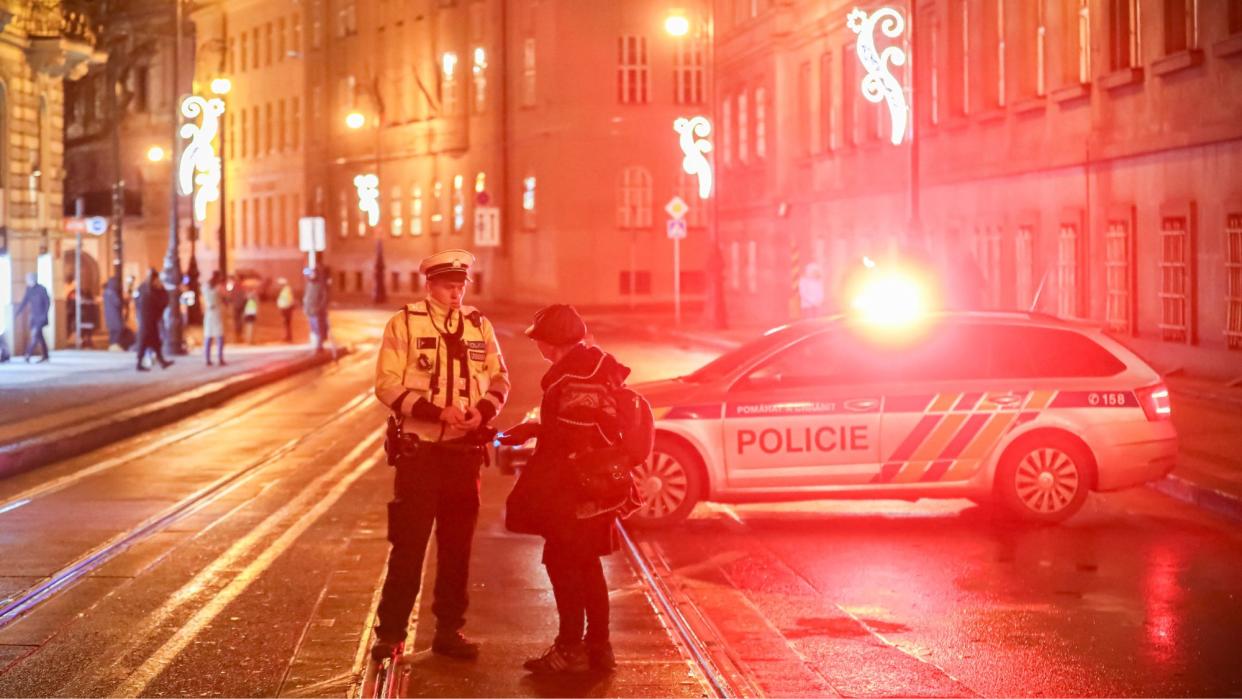  Czech police on the streets following shooting. 