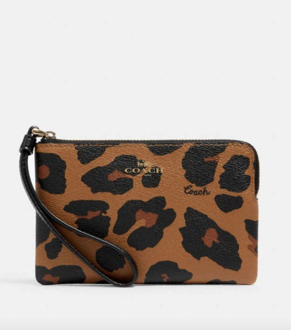 Corner Zip Wristlet in Leopard Print (Photo via Coach Outlet)