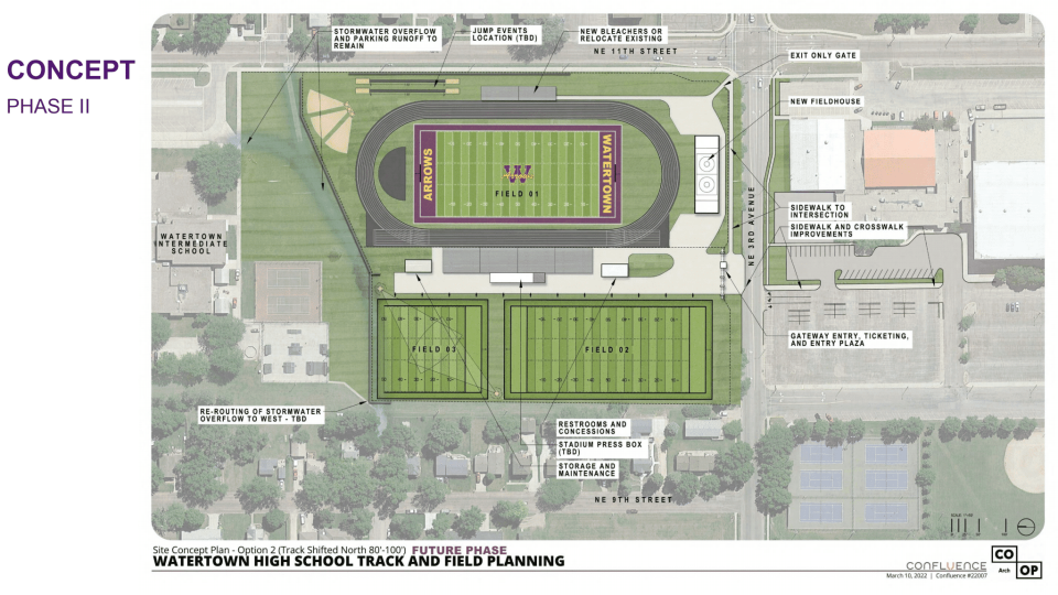 Concept for both the first and second phase of the WHS Athletic Complex.