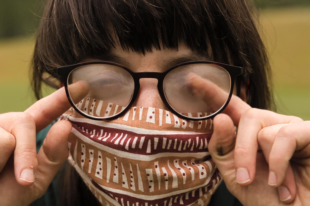 Foggy glasses is a common side effect of face mask wearing. (Getty Images)