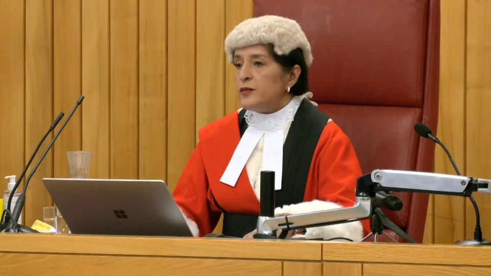 Screen grab taken from PA Video of Judge Mrs Justice Cheema-Grubb during a live broadcast from Southwark Crown Court, London, delivering her remarks ahead of the sentencing of Pc David Carrick for 