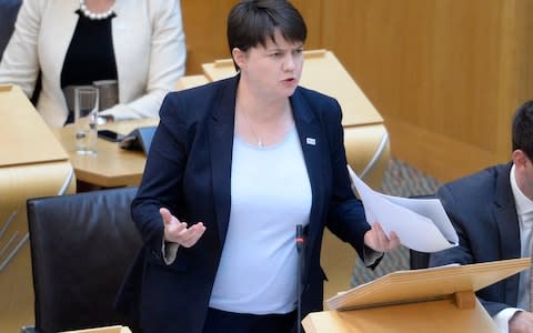 Scottish Conservative leader Ruth Davidson during First Minister's Questions in the Scottish Parliament - Credit: Corbis News