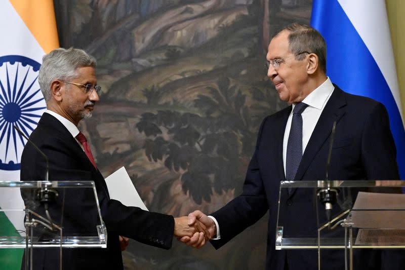 FILE PHOTO: Russia's Foreign Minister Sergei Lavrov meets India's Foreign Minister Subrahmanyam Jaishankar in Moscow