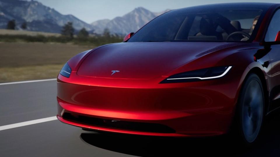 updated tesla model 3 front fascia close up