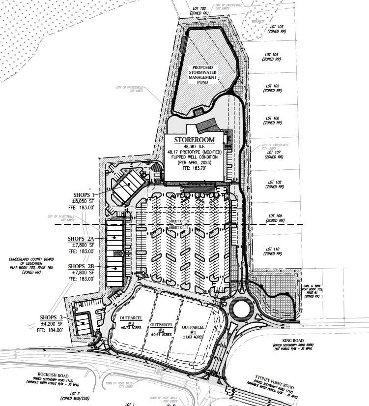 The preliminary site plans features a 48,387-square-foot Publix, three outparcels, 21 other tenants, and 137 parking spaces.