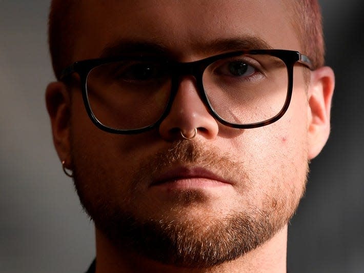 Cambridge Analytica whistleblower Christopher Wylie at a news conference in central London. REUTERS/Toby Melville