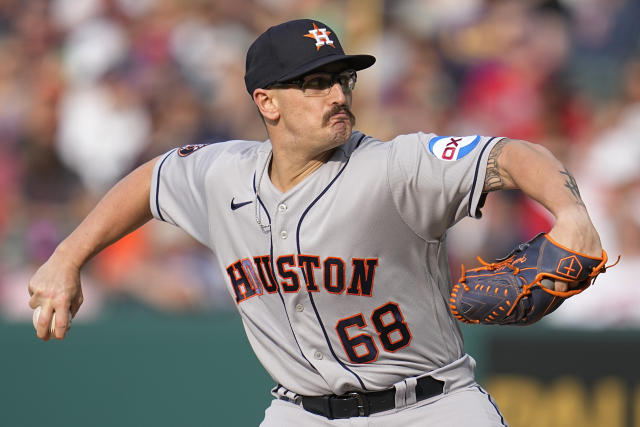 Houston Astros relief pitcher Bryan Abreu (52) during the seventh